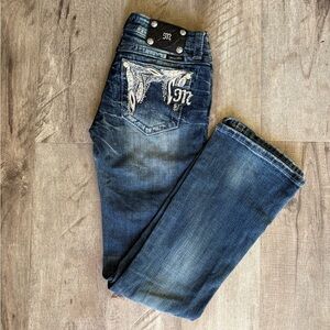 Miss Me Y2K Buckle Women’s Bootcut Embellished Rhinestone Denim Jeans Size 27